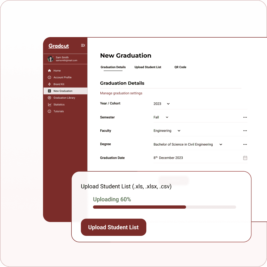 Gradcut dashboard
